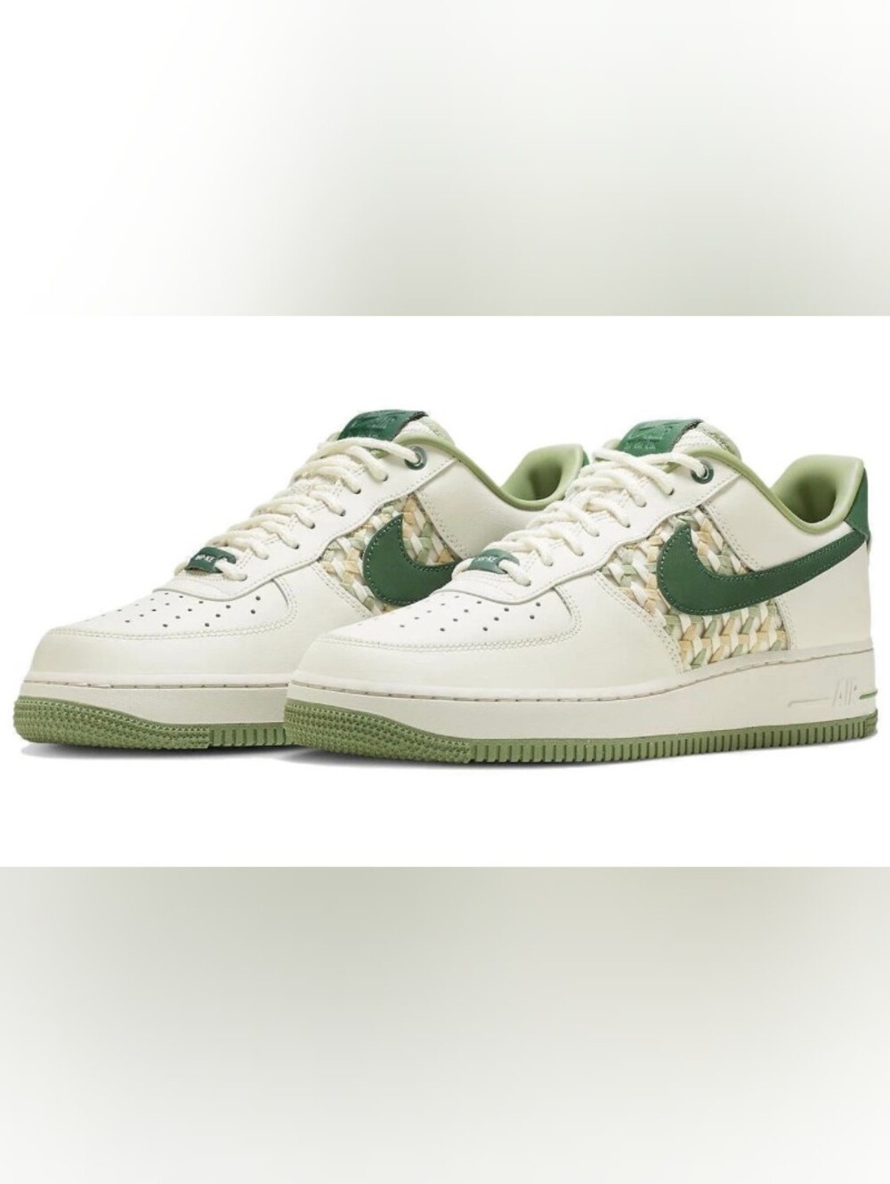 New Men's Size 11 Nike Air Force One Low '07 Premium NAI KE Bamboo Weave Sail
